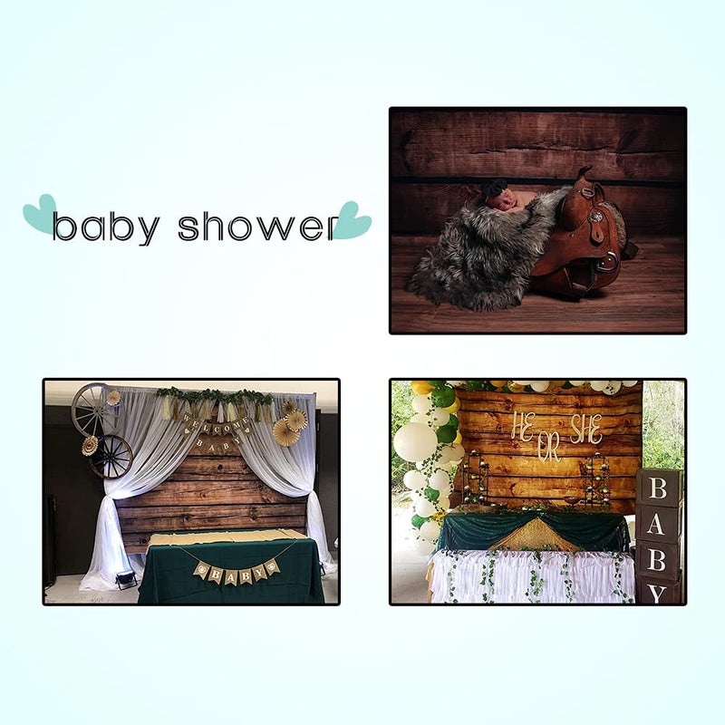 LFEEY Wood Backdrops for Photography Rustic Brown Wooden Backdrop Banner LFEEY 5x3ft Vinyl Seamless Vintage Worn Wood Boards Background Newborn Baby Adults Wedding Birthday Party Decorations Props - Image 3